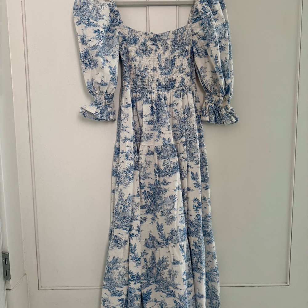Nothing Fits But ‘Kiko’ Blue Toile Maternity Dress